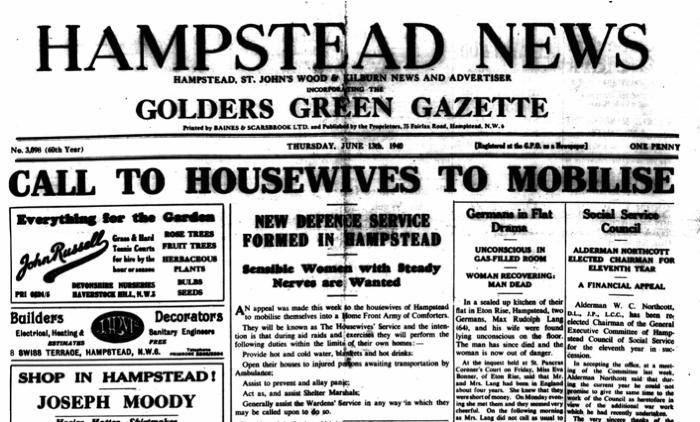 Hampstead News June 13th 1940