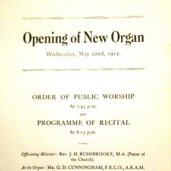 Opening of new organ 1912