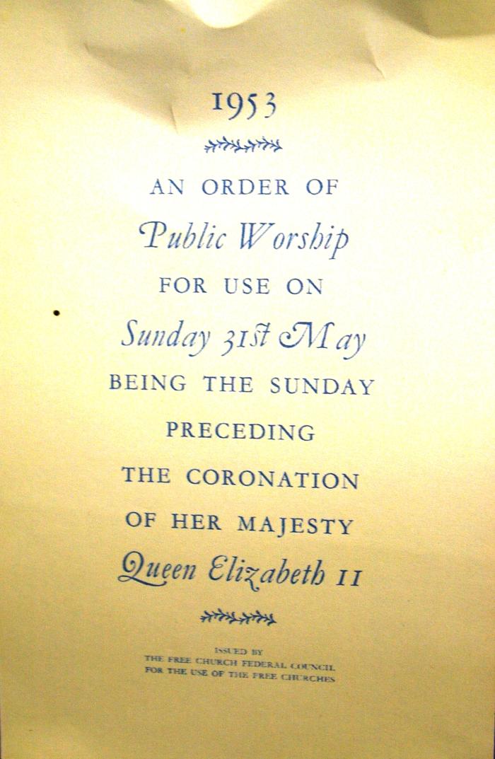 Order of Public Worship Queens Coronation