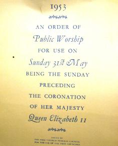 Order of Public Worship Queens Coronation