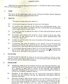 Residents Association Constitution 1984
