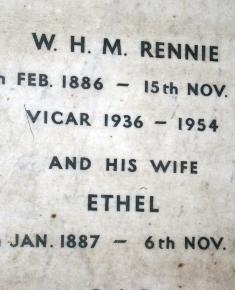 Memorial stone to Rev Rennie and his wife Ethel