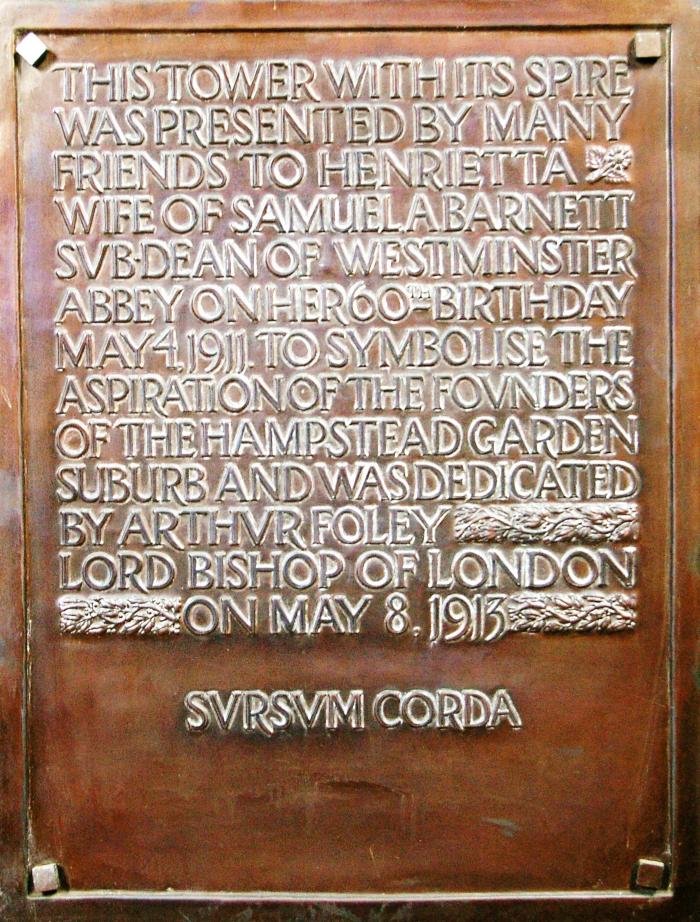 Plaque for St Jude's spire
