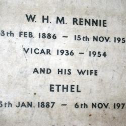 Memorial stone to Rev Rennie and his wife Ethel