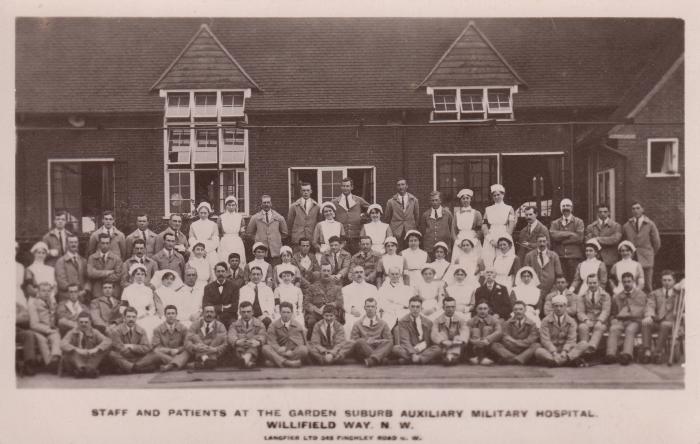 Staff and Patients at Garden Suburb Auxiliary Military Hospital
