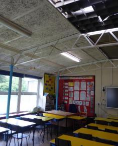 Classroom with blocked-in louvred skylights