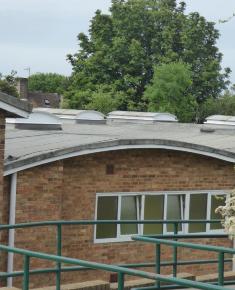 Junior school buildings detail showing skylights 