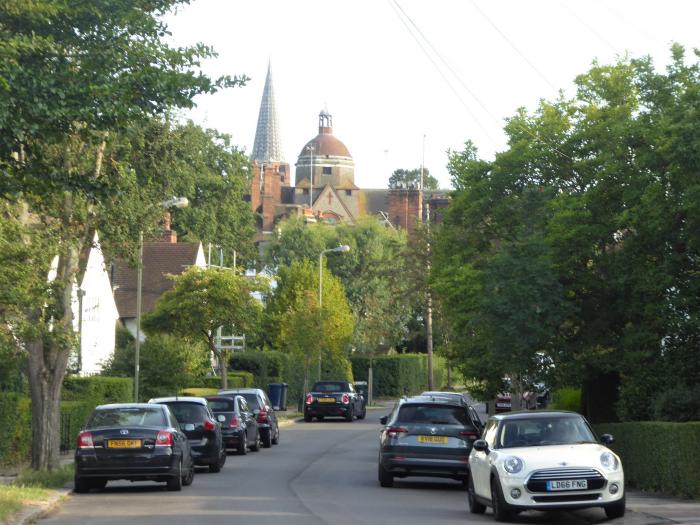 View up Erskine Hill to Churches on Central Square