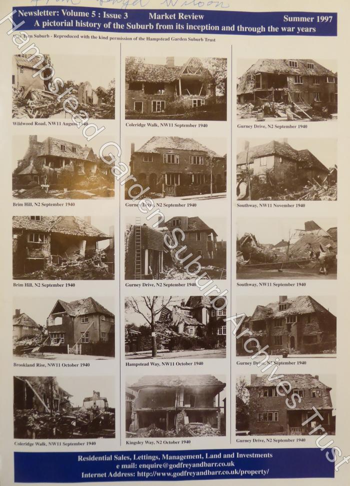 Godfrey &amp; Barr 1997 sales brochure showing Suburb houses bombed during WW2