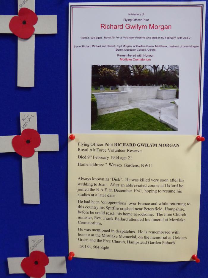 Free Church Memorial display for The Fallen in WW2 - Richard Gwilym Morgan