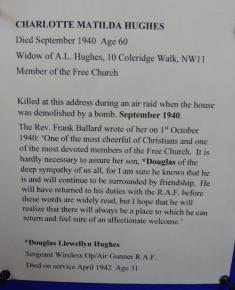 Free Church Memorial display for The Fallen in WW2 - Charlotte Matilda Hughes bio