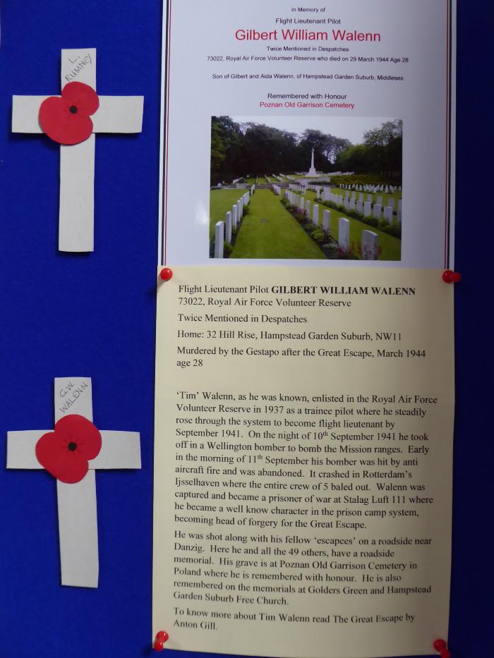 Free Church Memorial display for The Fallen in WW2 - Gilbert William Walenn