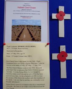 Free Church Memorial display for The Fallen in WW2 - Hubert Cecil Down