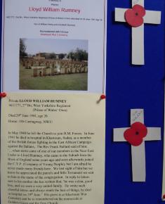 Free Church Memorial display for The Fallen in WW2 - Lloyd William Rumney