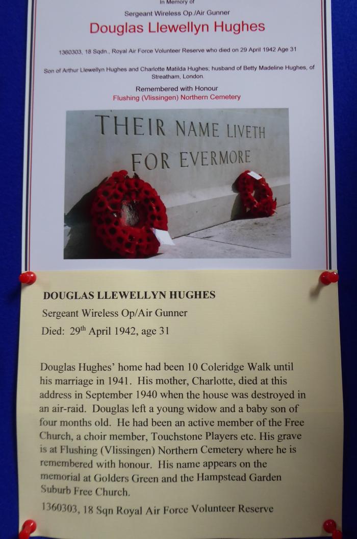 Free Church Memorial display for The Fallen in WW2 - Douglas Llewellyn Hughes