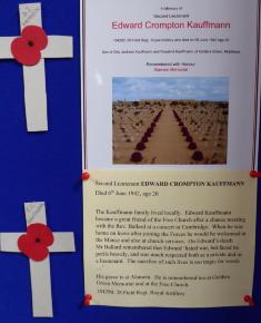 Free Church Memorial display for The Fallen in WW2 - Edward Crompton Kauffmann