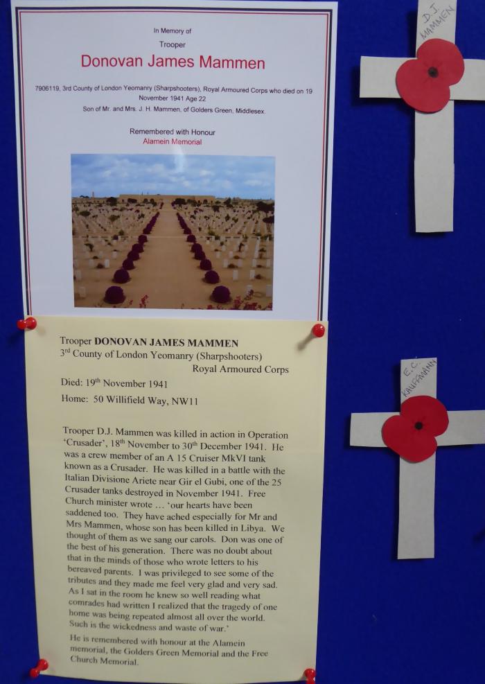 Free Church Memorial display for The Fallen in WW2 - Donovan James Mammen