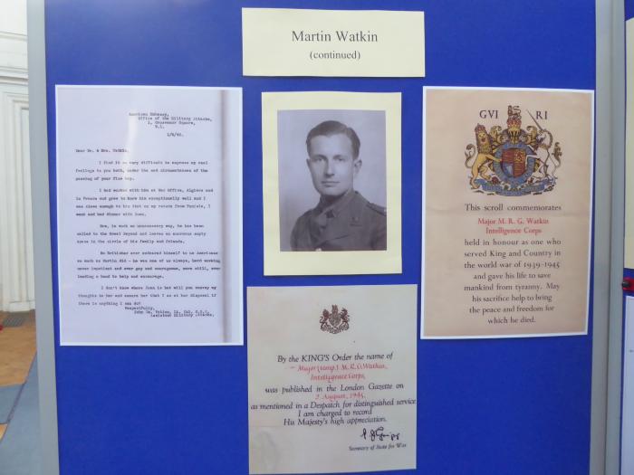 Free Church Memorial display for The Fallen in WW2 - Martin Ralph George Watkin bio2