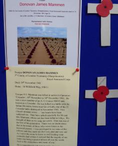 Free Church Memorial display for The Fallen in WW2 - Donovan James Mammen