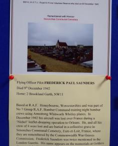 Free Church Memorial display for The Fallen in WW2 - Frederick Paul Saunders