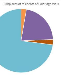 Census 1911 - Coleridge Walk birthplaces of residents