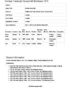 Census 1911 - 16 Middleton Road