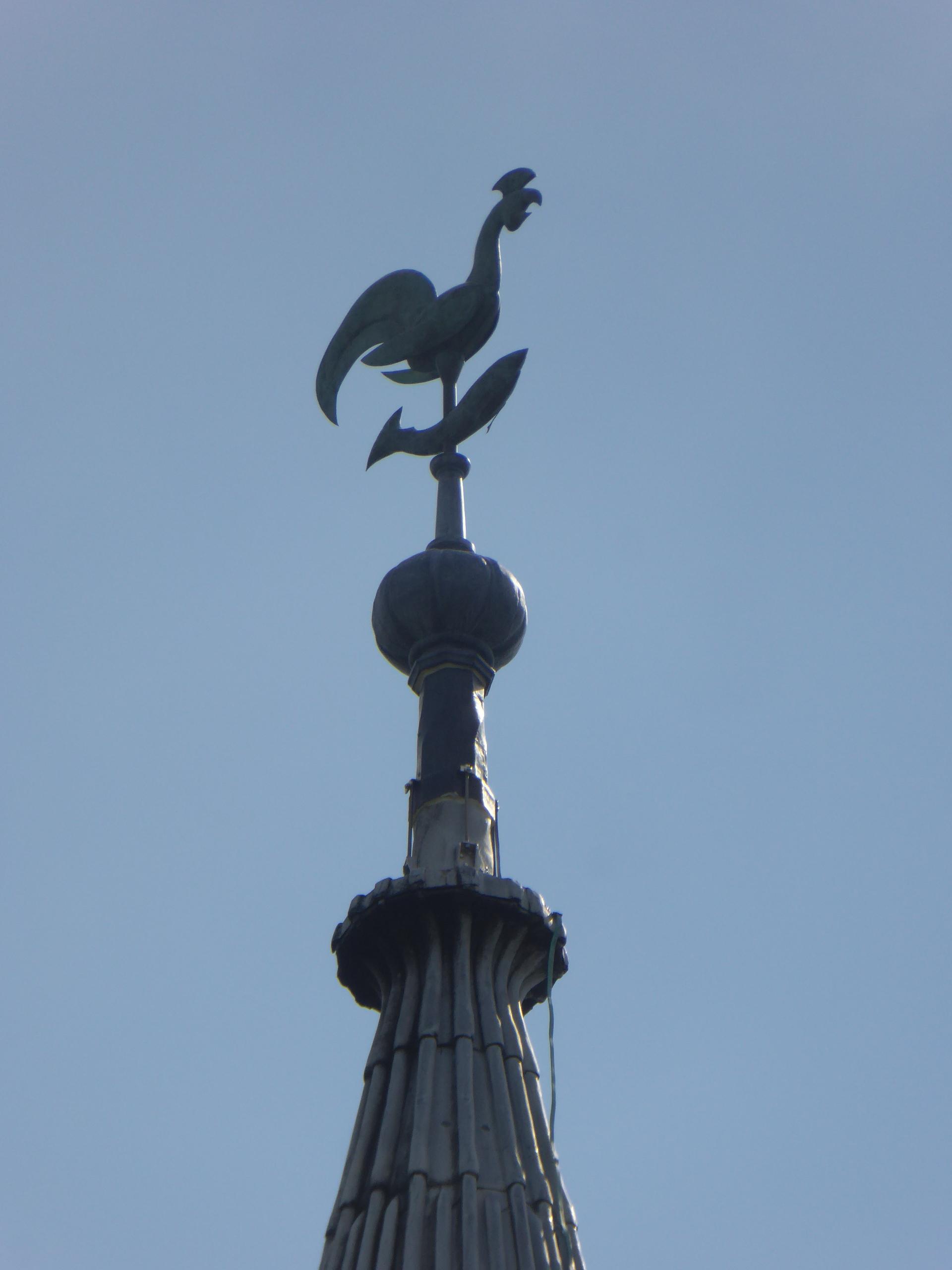 The new weathervane atop the steeple