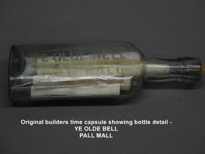 Builders original time capsule - details on bottle
