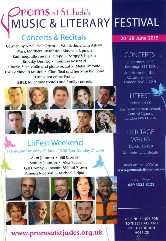 2015 General poster for the Proms at St Jude's with photographs