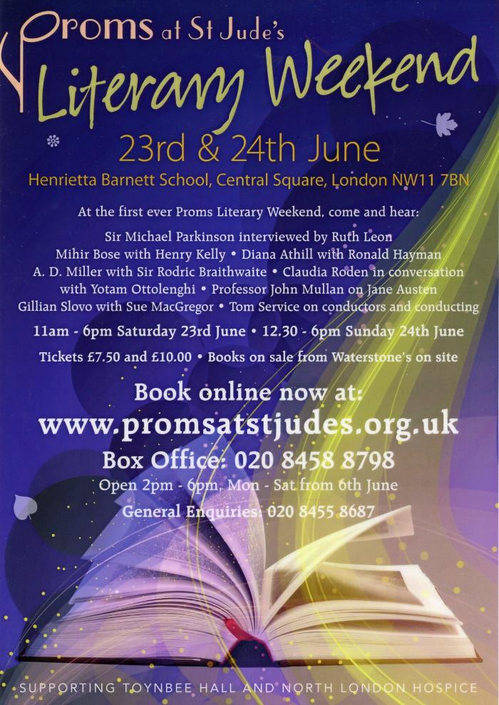 2012 Literary weekend poster for the Proms at St Jude's