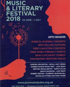 2018 LitFest poster for the Proms at St Jude's