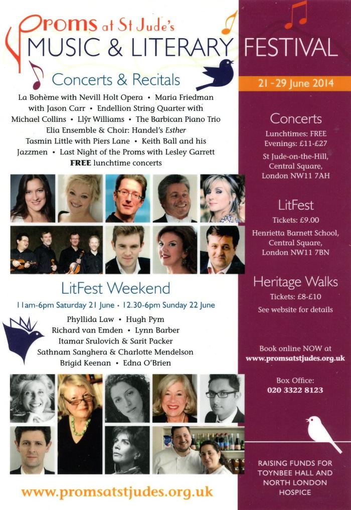 2014 General poster for the Proms at St Jude's with photographs