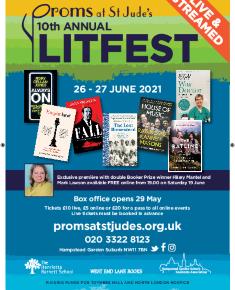 2021 LitFest poster for the Proms at St Jude's