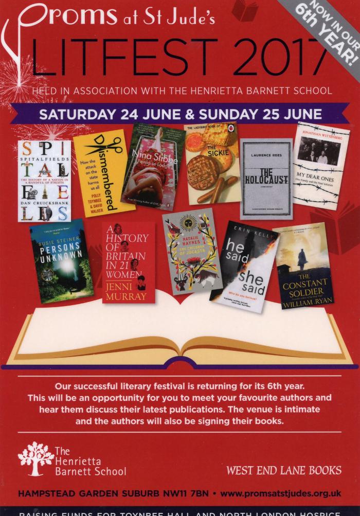 2017 LitFest poster for the Proms at St Jude's