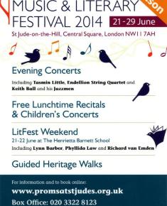 2014 Concert list poster for the Proms at St Jude's