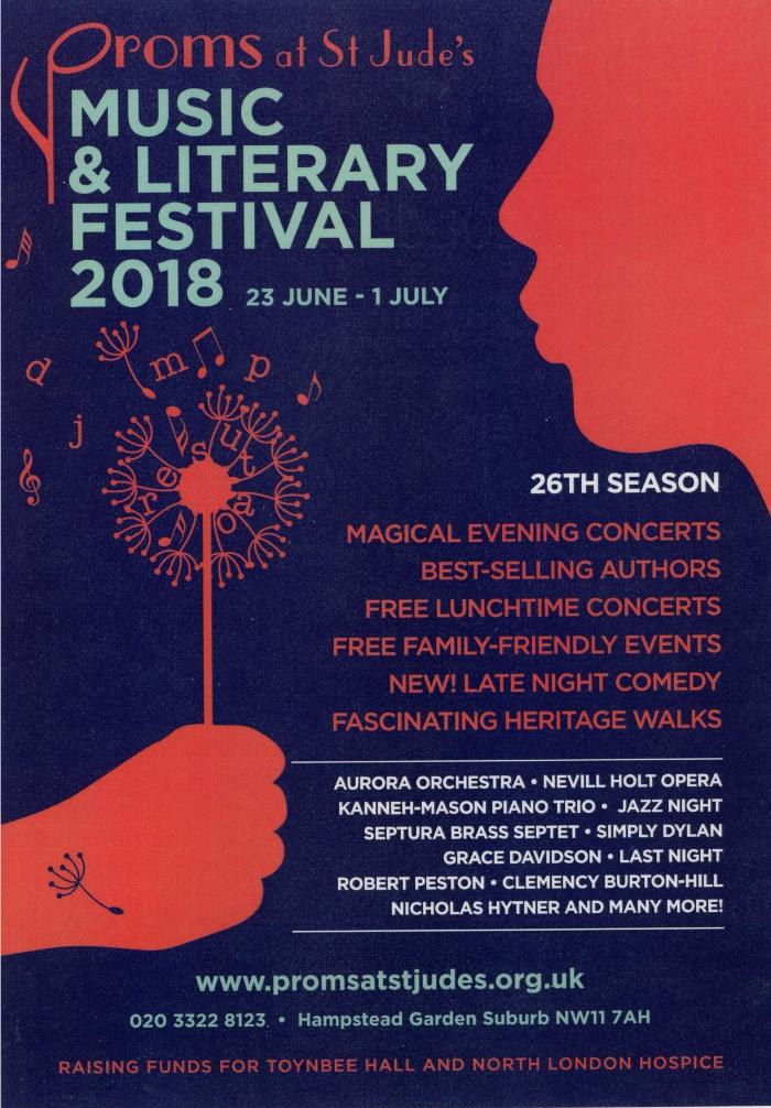 2018 LitFest poster for the Proms at St Jude's