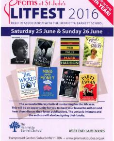 2016 LitFest poster for the Proms at St Jude's