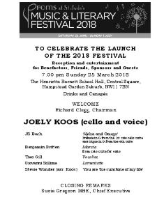 Launch reception programme for 2018