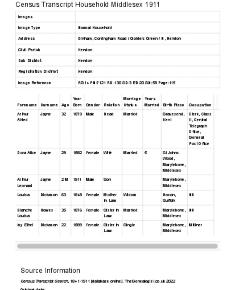 Census 1911 - 57 Corringham Road
