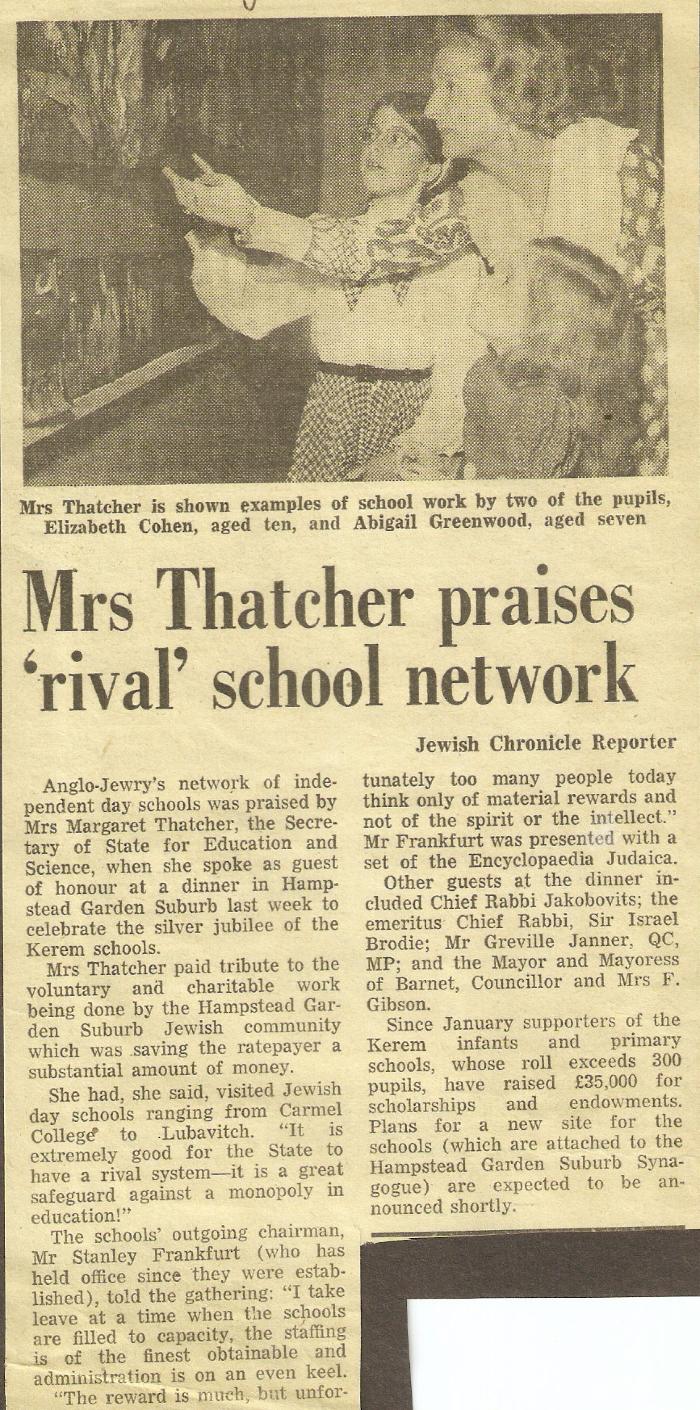 Thatcher Praises Kerem